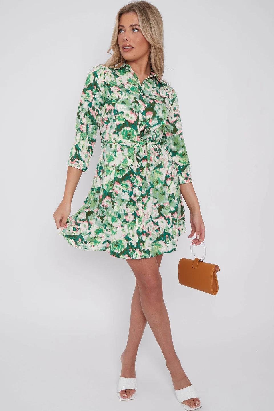 Hannah Green Printed Shirt Dress
