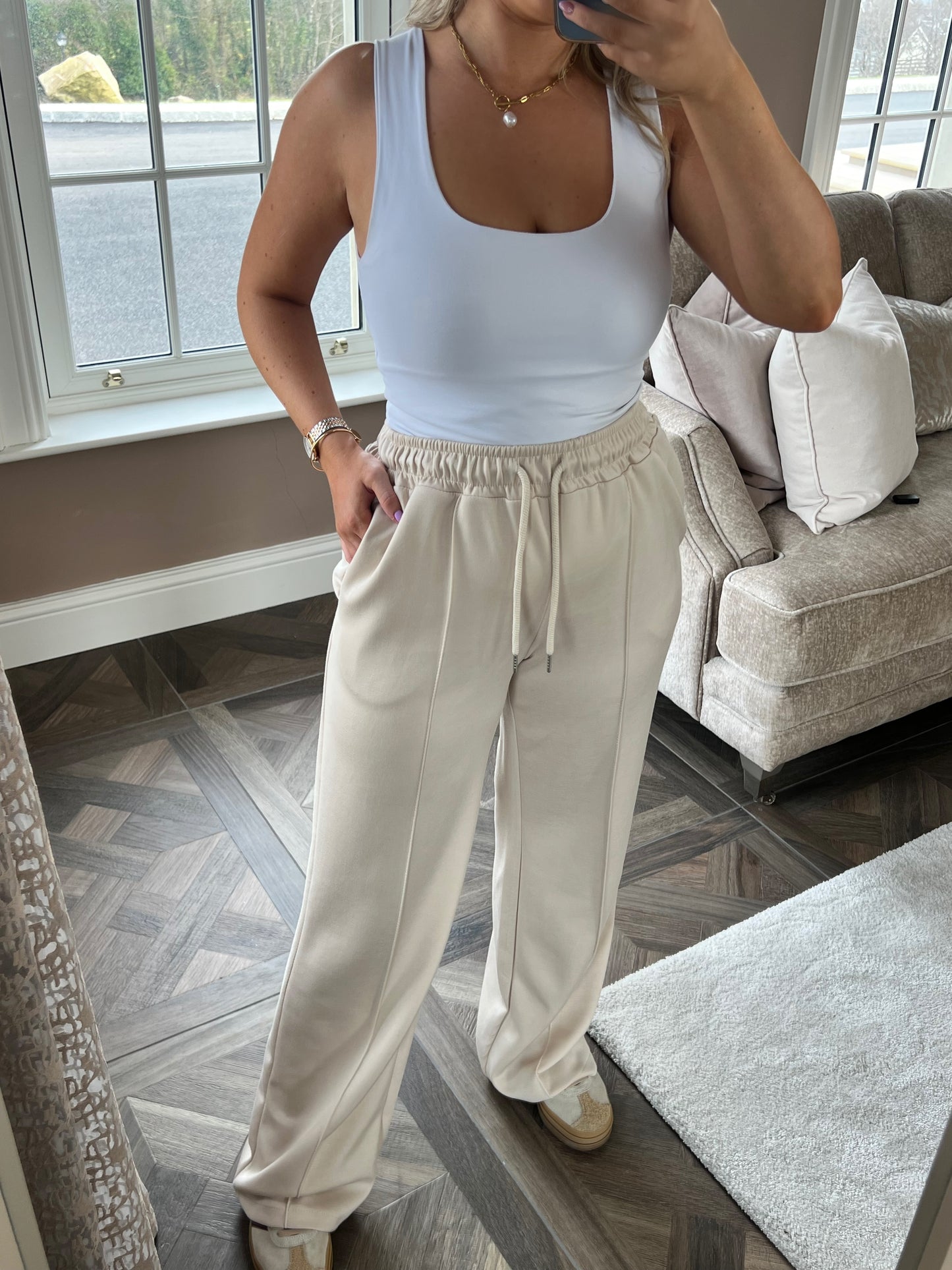 Kate Soft Touch Cream Wide leg joggers