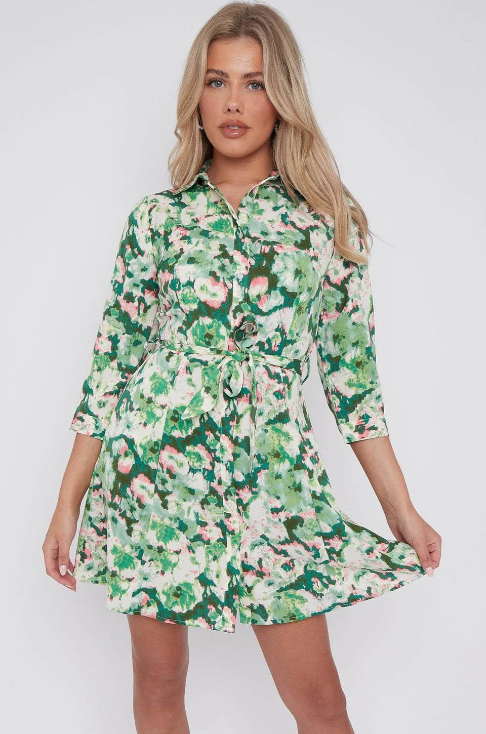 Hannah Green Printed Shirt Dress