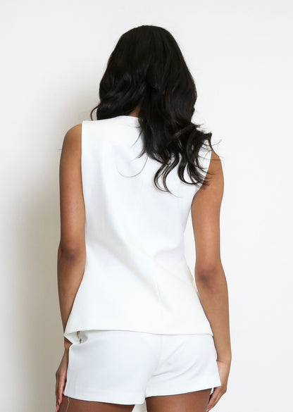 Gwen White Tailored Button Up Waist Coat