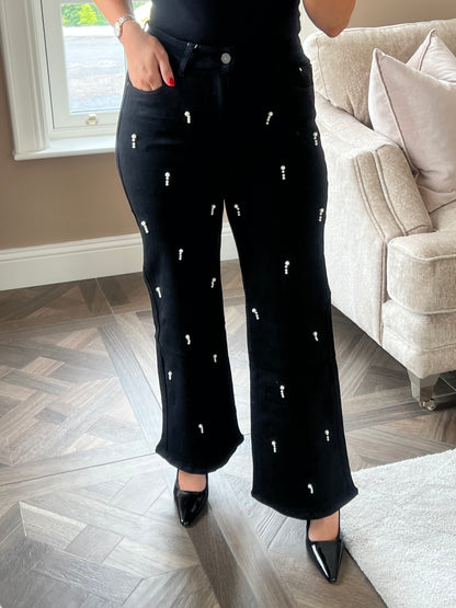 Taila Black Pearl Wide Leg Jeans