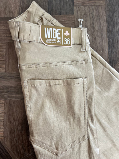 Evelyn Gold Coated Wide Leg Pants