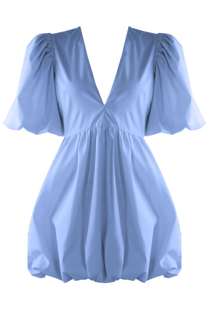 Nina Blue Puffball Hem Mini Dress