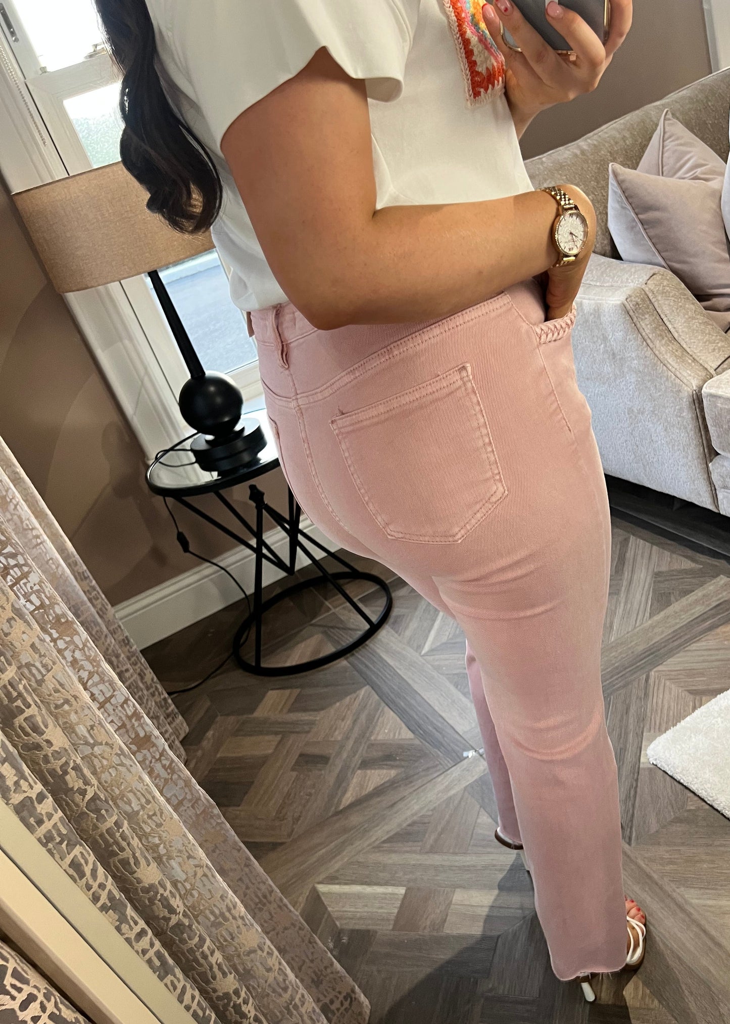 Rose High Waisted Cropped Straight Stretch Jeans