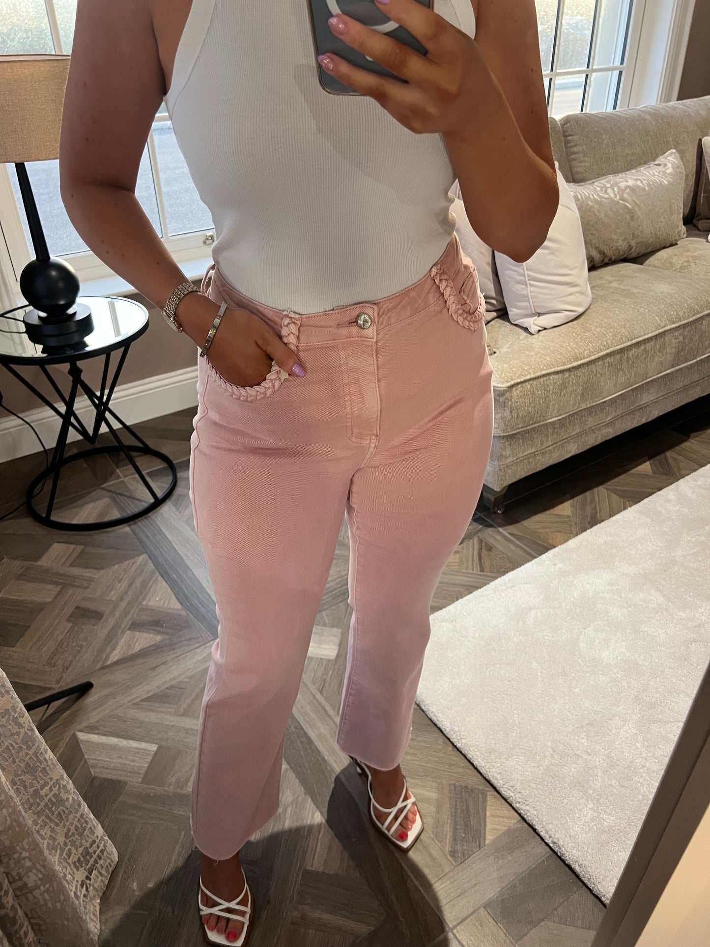 Rose High Waisted Cropped Straight Stretch Jeans
