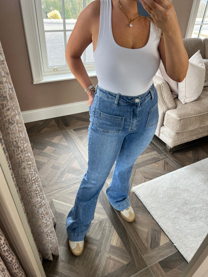 Annie High Waisted Flare Stretch Denim Jeans