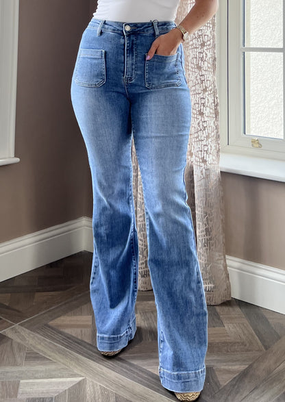 Annie High Waisted Flare Stretch Denim Jeans