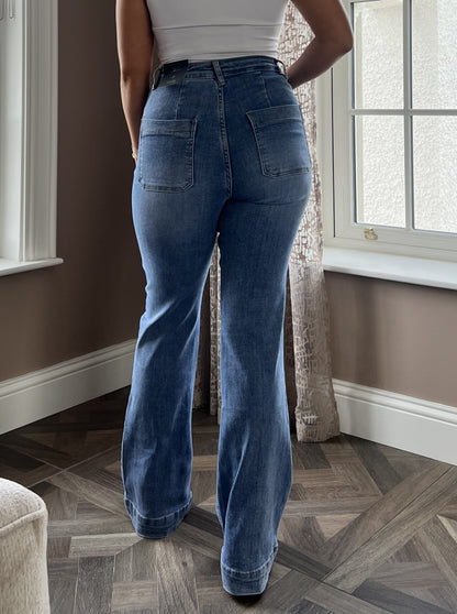 Annie High Waisted Flare Stretch Denim Jeans