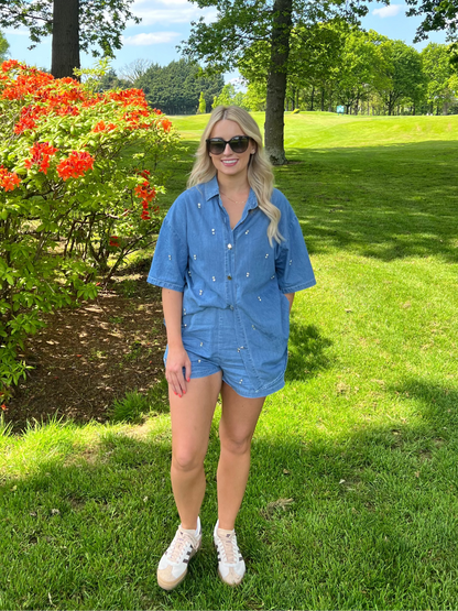 Diana Oversized Denim Shirt And Shorts Co-ord Set