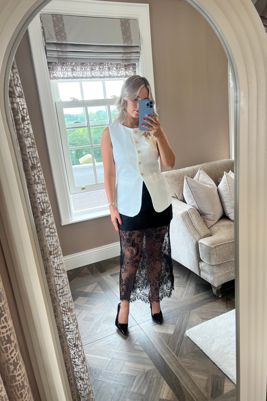 Victoria Black Lace Midi Skirt