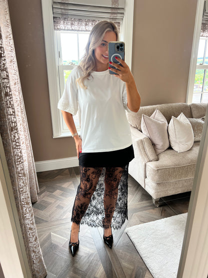Victoria Black Lace Midi Skirt