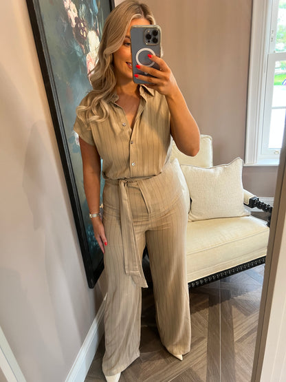 Marissa Pin Striped Wide Leg Jumpsuit