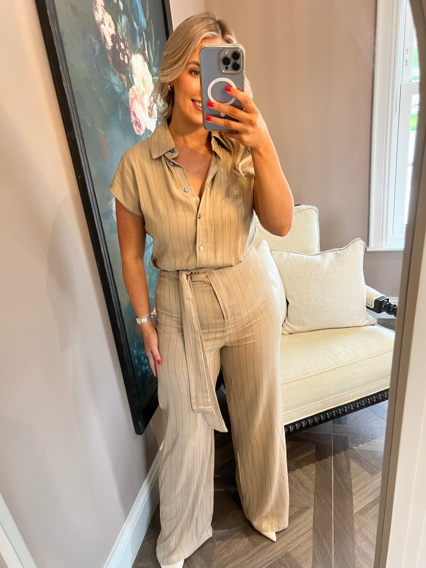 Marissa Pin Striped Wide Leg Jumpsuit