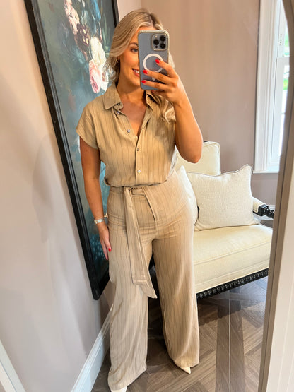 Marissa Pin Striped Wide Leg Jumpsuit
