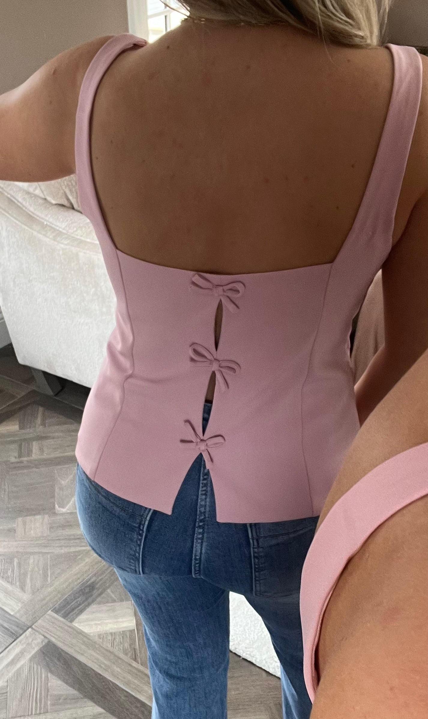 Katie Pink Bow Tie Sleeveless Top