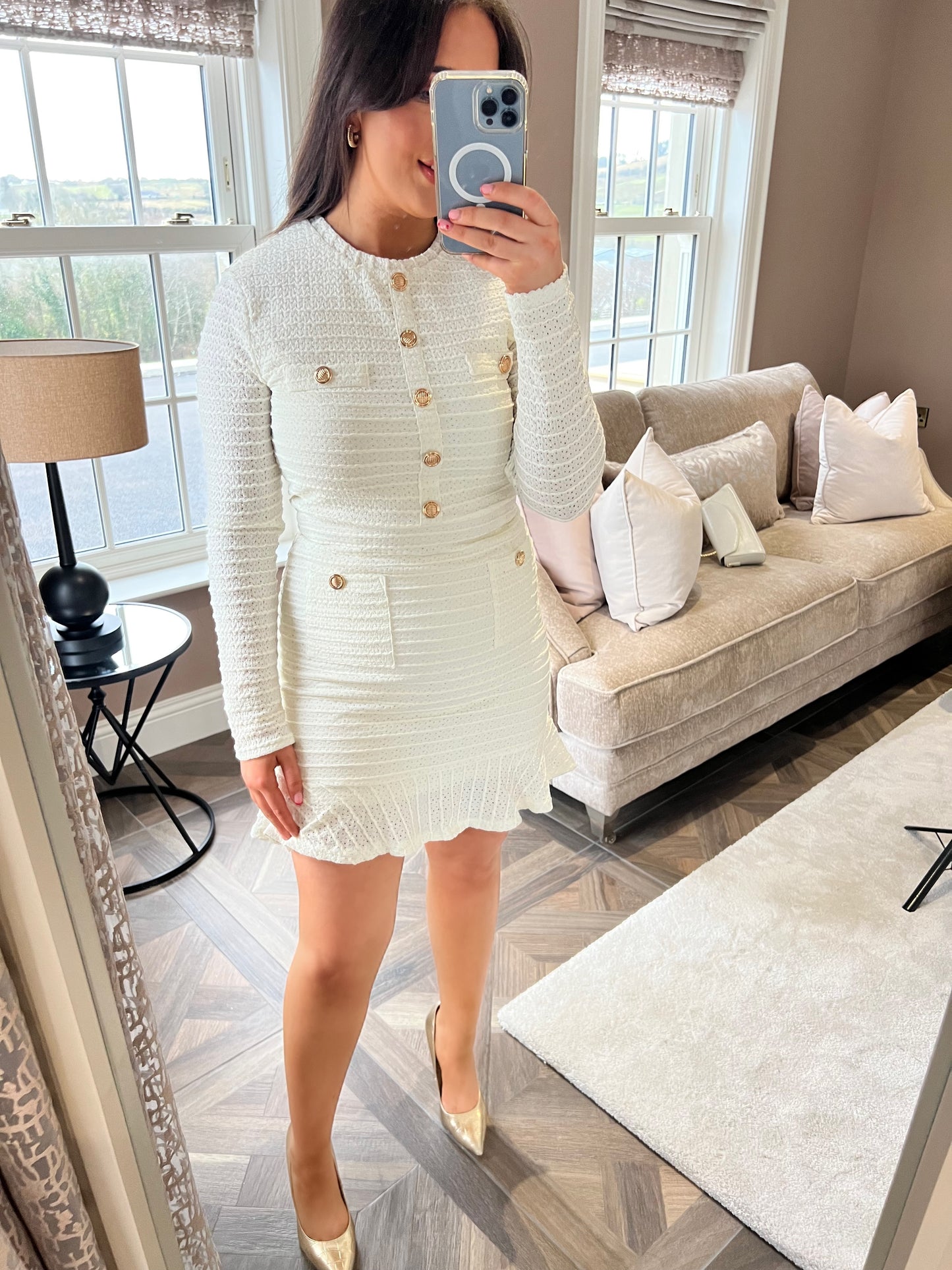 Pippa Textured Button Detailed Dress