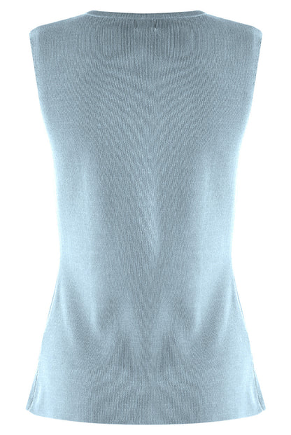 Isabella Baby Blue Fitted Knit Waistcoat