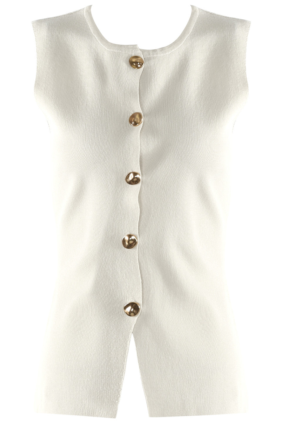 Isabella White Fitted Knit Waistcoat