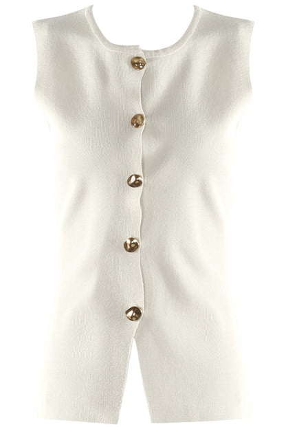Isabella White Fitted Knit Waistcoat