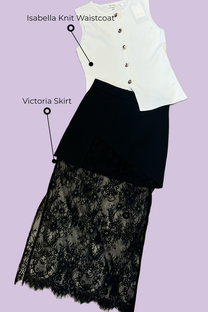 Victoria Black Lace Midi Skirt
